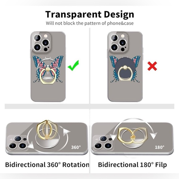 Transparent Ring Holder for Phone Tablet - Gold - Picture 4 of 8